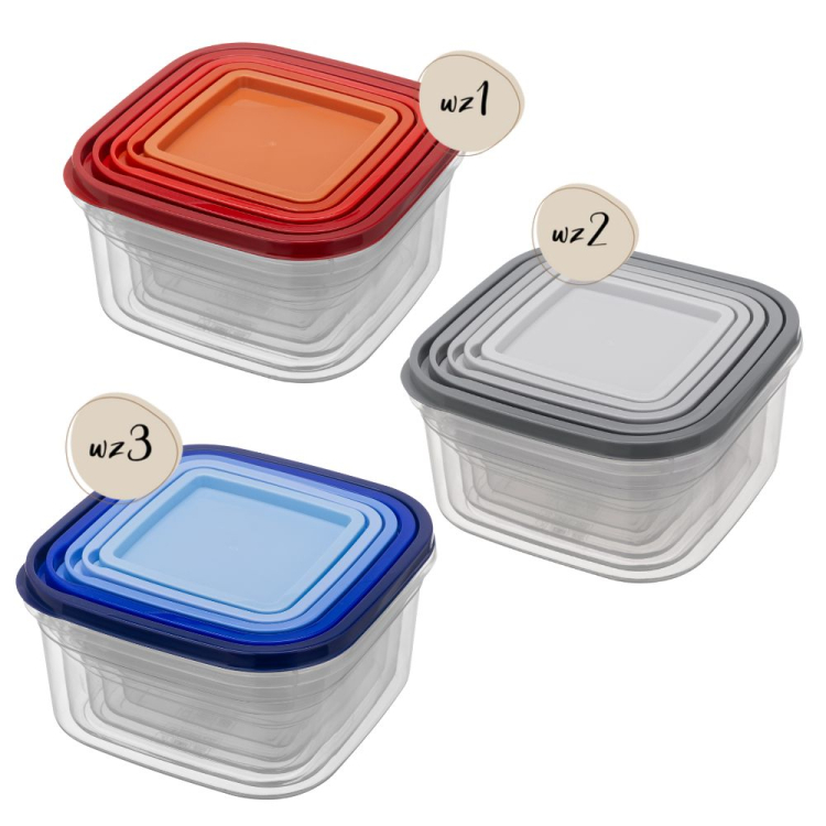 Komplet pojemników kwadratowych KLIC BOX 5 sztuk 0,4L 0,7L 1,0L 1,6L 2,4L